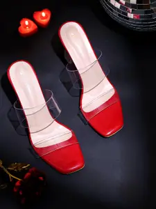 TRASE Transparent Open Toe Block Heel Sandals