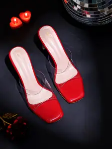 TRASE Transparent Open Toe Block Heel Sandals