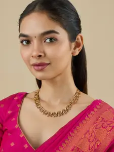 Kushal's Fashion Jewellery  Copper Ruby-Green Gold-Plated Antique Necklace