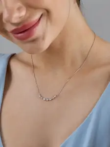 Kushal's Fashion Jewellery  92.5  Silver Rhodium-Plated Zirconia Studded Necklace