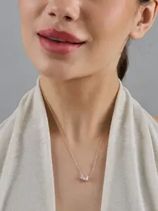 Kushal's Fashion Jewellery  92.5 Silver Rose Gold-Plated Zircon-Studded Pendant Chain