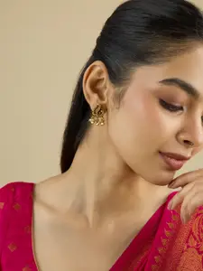 Kushal's Fashion Jewellery  Gold-Plated Contemporary Antique Studs Earrings