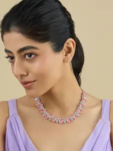 Kushal's Fashion Jewellery  Copper Pink Rhodium-Plated Cubic-Zircon Necklace