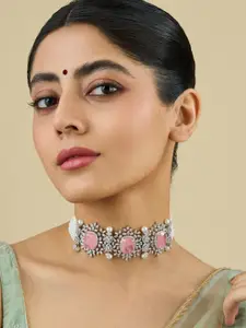 Kushal's Fashion Jewellery  Copper Pink Rhodium-Plated Cubic-Zircon Necklace