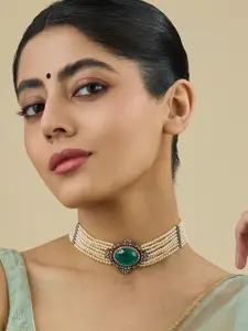 Kushal's Fashion Jewellery  Copper Pink Victorian-Plated Cubic-Zircon Necklace