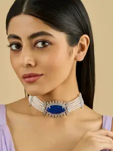 Kushal's Fashion Jewellery  Copper Green Rhodium-Plated Cubic-Zircon Necklace