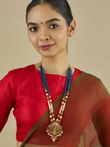 Kushal's Fashion Jewellery  Copper Sapphire Gold-Plated Antique Necklace