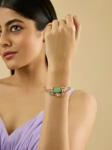 Kushal's Fashion Jewellery  Mint Gold-Plated Cubic Zircon Studded Bangle