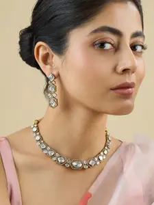 Kushal's Fashion Jewellery Embellished Bridal Copper WhiteVictorian  Kundan Necklace