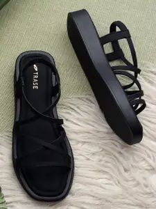 TRASE Strappy Open Toe Flats with Bows