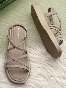 TRASE Strappy Open Toe Flats with Bows