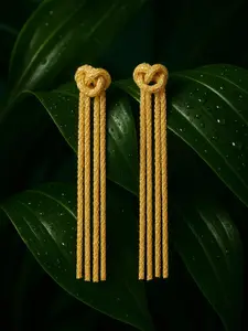 Rubans Voguish 18K Gold Plated Knotted Long Chain Statement Earrings