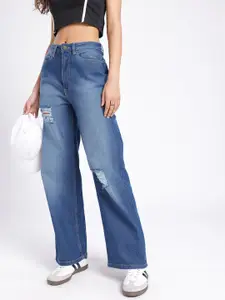 glitchez Women Baggy Distressed Heavy Fade Stretchable Jeans