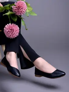 Shoetopia Girls Textured Pointed Toe Ballerinas Flats