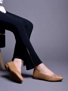 Shoetopia Girls Textured Ballerinas with Laser Cuts Flats