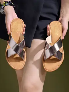 Shoetopia Girls Embellished Open Toe Flats