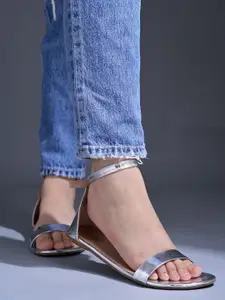 Shoetopia Girls Buckle Open Toe Flats