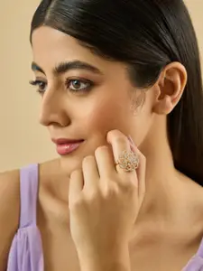 Kushal's Fashion Jewellery Rhodium-Plated Zircon Embellished Bridal Circular Studs