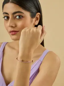 Kushal's Fashion Jewellery Rose Gold-Plated Zircon-Studded Bangle