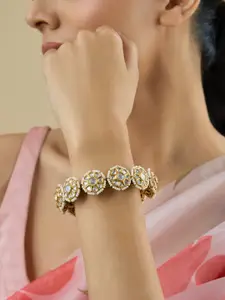 Kushal's Fashion Jewellery Embellished Bridal Victorian-Plated Kundan-Studded Bangle