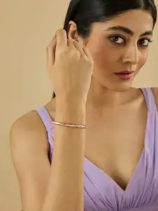 Kushal's Fashion Jewellery Rose Gold-Plated Zircon-Studded Bangle