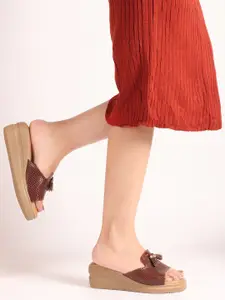 Carlton London Textured Wedge Sandals with Tassels