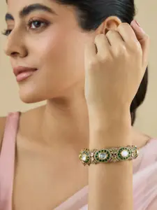 Kushal's Fashion Jewellery Embellished Bridal Victorian-Plated Kundan-Studded Bangle