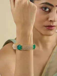 Kushal's Fashion Jewellery Set Of 2 Gold Plated Zircon Stone Embellished Bridal Bangles