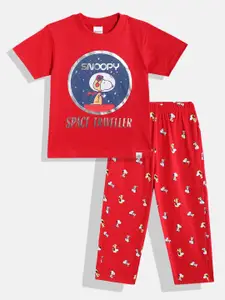 Moms Love Boys Snoopy Printed T-shirt with Trousers
