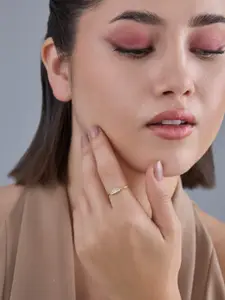 Kushal's Fashion Jewellery Sterling Silver Gold-Plated CZ Studded Temple Finger Ring