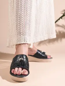 TRYME Women Textured Platform Heels Sandals