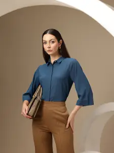 Chemistry Women Slim Collar Flared Sleeeve Casual Shirt