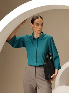 Chemistry Women Slim Collar Flared Sleeve Casual Shirt