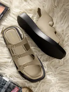 TRASE Women Open Toe Flats with Buckles