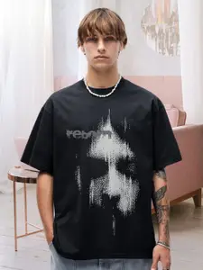 PRONK Men Graphic Printed Round Neck Cotton Oversized T-shirt