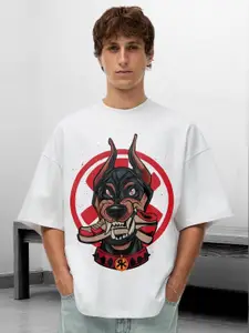 PRONK Men Graphic Printed Round Neck Cotton Oversized T-shirt