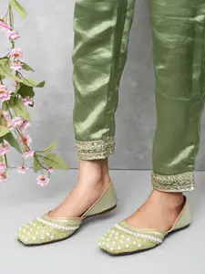 XE Looks Women Ethnic Open Toe Flats with Embroidered