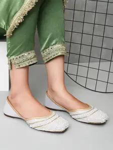 XE Looks Women Ethnic Open Toe Flats with Embroidered