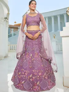 panchhi Embroidered Sequinned Semi-Stitched Lehenga & Unstitched Blouse With Dupatta