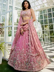 panchhi Embroidered Sequinned Semi-Stitched Lehenga & Unstitched Blouse With Dupatta