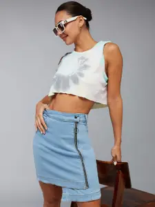 DOLCE CRUDO Women Denim A-Line Mini Skirt