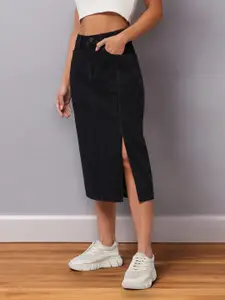 DOLCE CRUDO Women Denim A-Line Midi Skirt