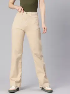 ADBUCKS Women Wide Leg High-Rise Jeans