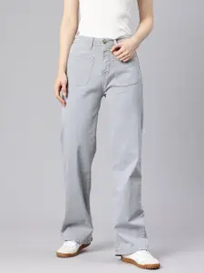 ADBUCKS Women Comfort Wide Leg High-Rise Stretchable Jeans