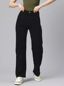 ADBUCKS Women Wide Leg High-Rise Jeans