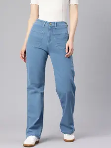 ADBUCKS Women Comfort Wide Leg High-Rise Stretchable Jeans