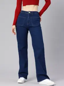 ADBUCKS Women Comfort Wide Leg High-Rise Stretchable Jeans