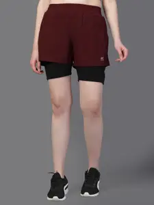 HRX by Hrithik Roshan  Women Mid-Rise Double Layer Running Sports Shorts