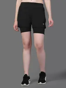 HRX by Hrithik Roshan Women Solid Double Layer Running Sports Shorts