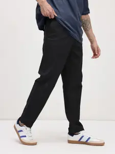 The Roadster Life Co. Men Mid-Rise Pure Cotton Relaxed Fit Trousers